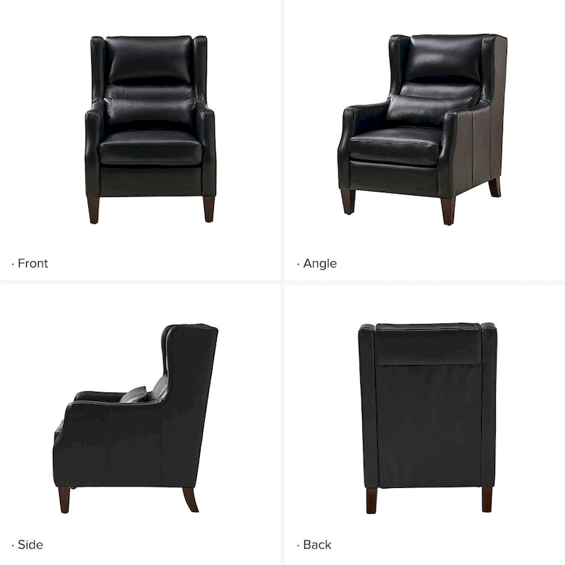 Erich Genuine Leather Wingback Armchair with Pillow by HULALA HOME