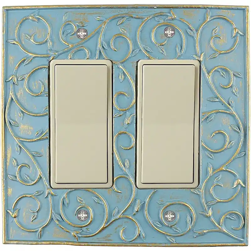 Meriville French Scroll 2 Rocker Wallplate, Double Switch Electrical Cover Plate
