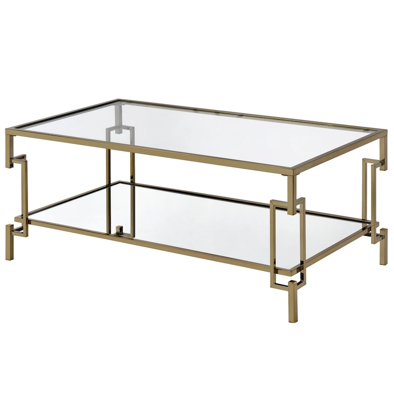 Yout Glam 43-inch Glass Top 1-Shelf Coffee Table by Furniture of America