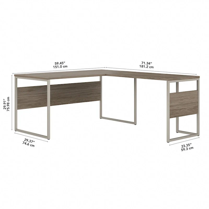 60W x 30D L-Shaped Table Desk with Metal Legs