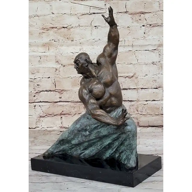 Hot Cast Bronze Sculpture Of Tai Chi Master Martial Arts Sensei Figure On Marble Base