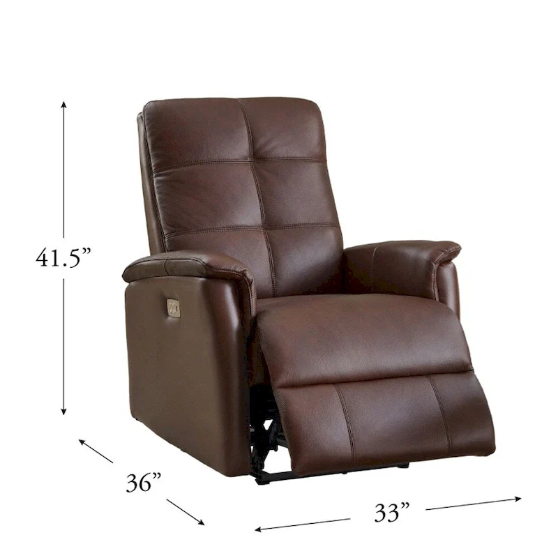 Hydeline Logan Power Headrest Top Grain Leather Recliner Chair