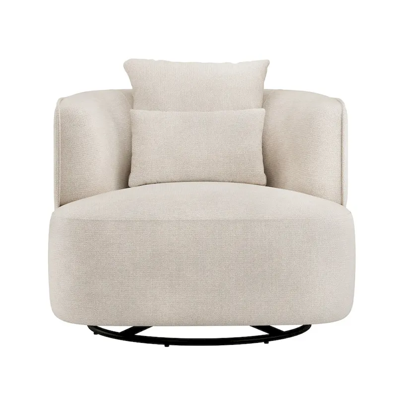 LUE BONA Swivel Accent Armchair Fabric Blend, Modern Upholstered Barrel Chair Living Room Sofa Chair