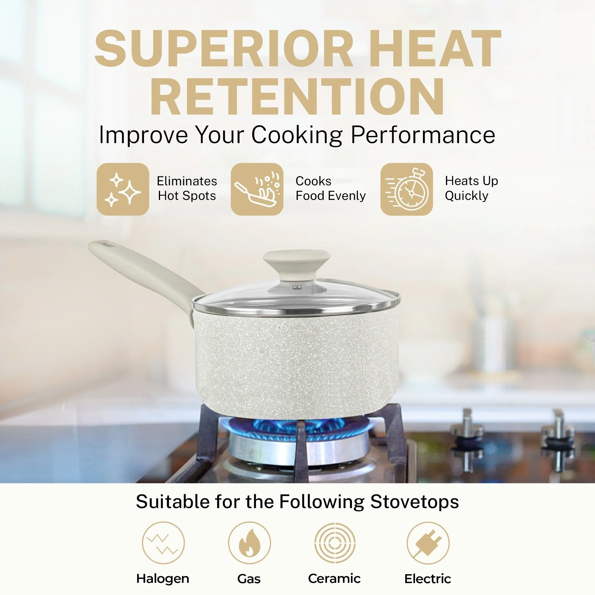 Granitestone Desert Cream 20 PC Nonstick Cookware and Bakeware Set