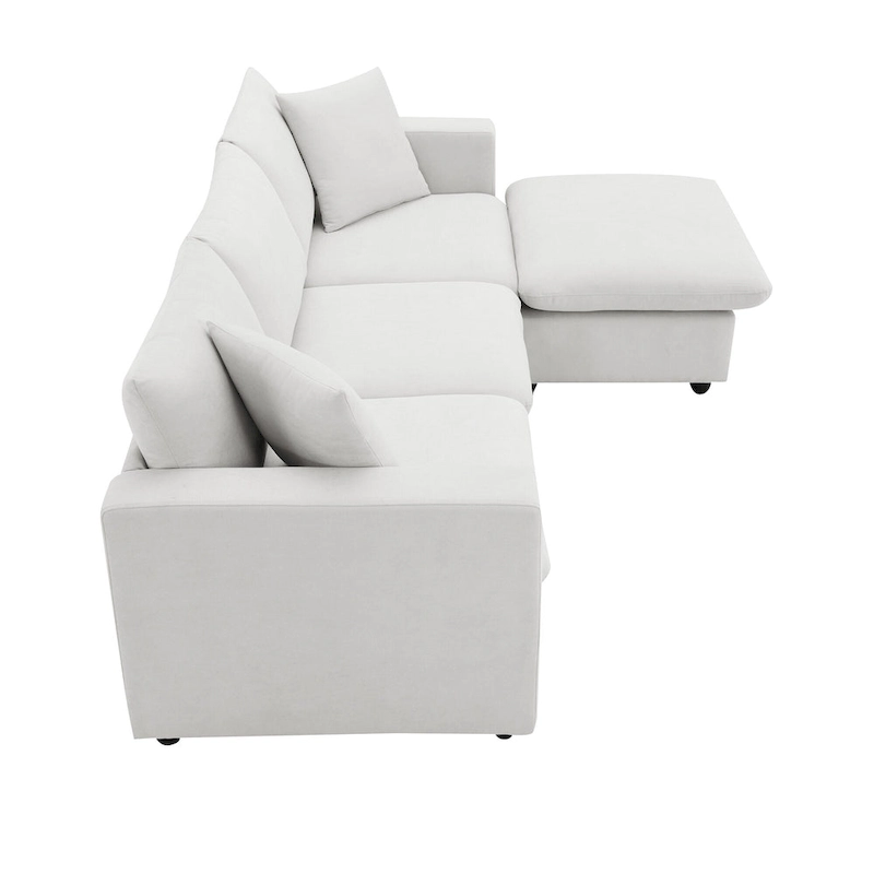 101 L-Shaped Cloud Sectional Sofa with Ottoman & Pocket Springs
