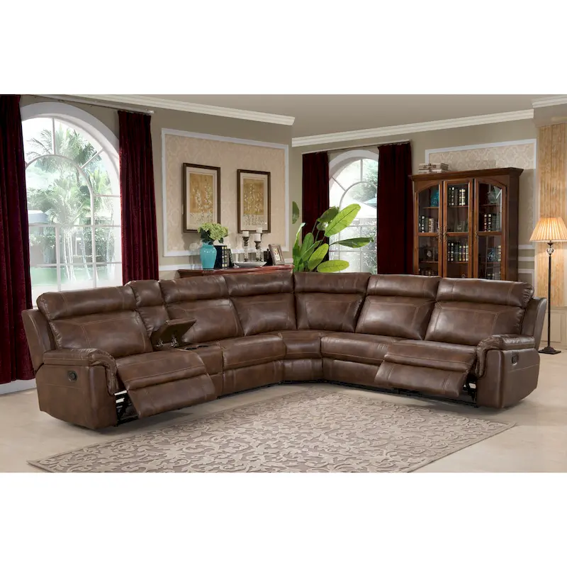 Nicole Reclining Faux Leather Upholstered Sectional Sofa