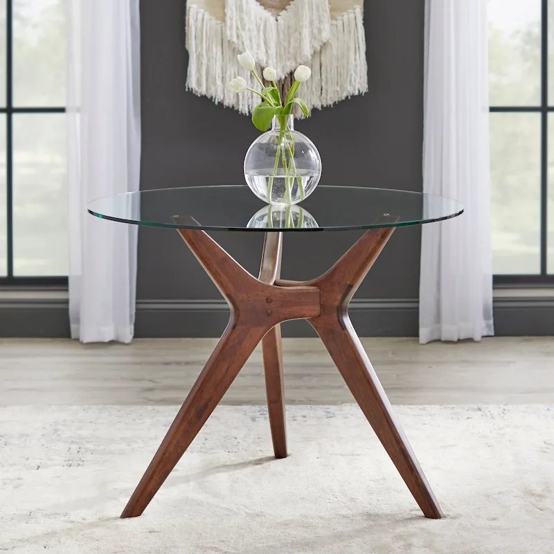 Newport Furnishings Trita Round Glass Dining Table - Mid-Century Modern