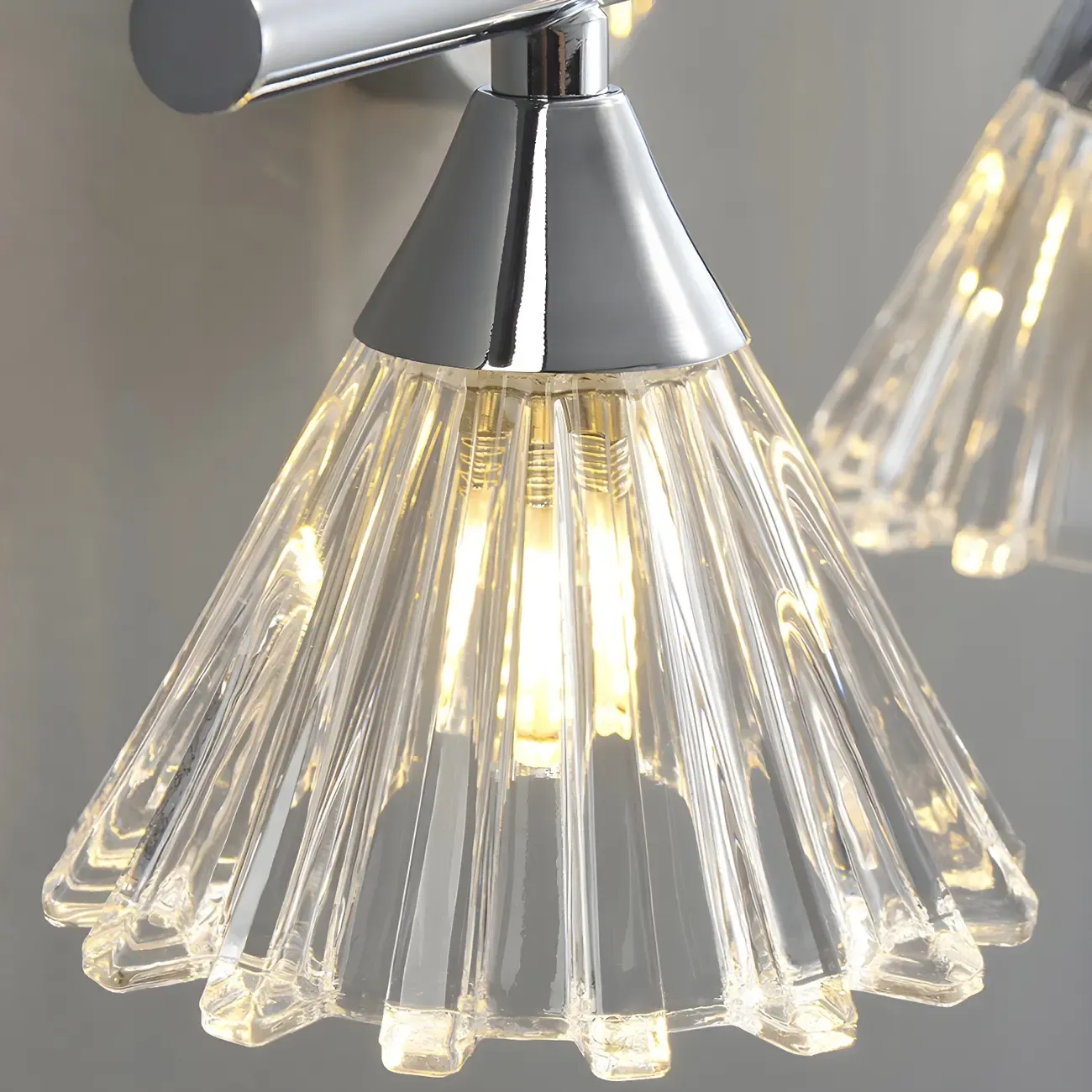 Modern Bell Glass Silver Bathroom Vanity Light