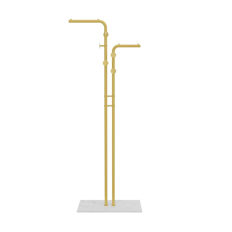 Coat Rack with Marble Base Entryway Coats Hanger Stand with 5 Hooks - 24 x12 x70