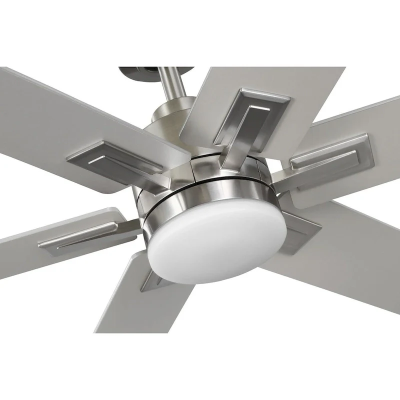 Dallam Collection 60 in. Six-Blade Brushed Nickel Transitional Ceiling Fan with Integrated CCT-LED Light - 60 in x 60 in x 14 in