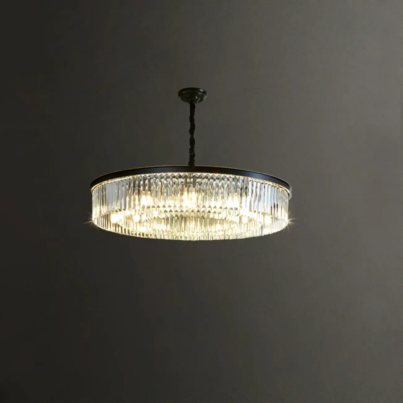 Adjustable Black Round Modern Crystal Chandelier