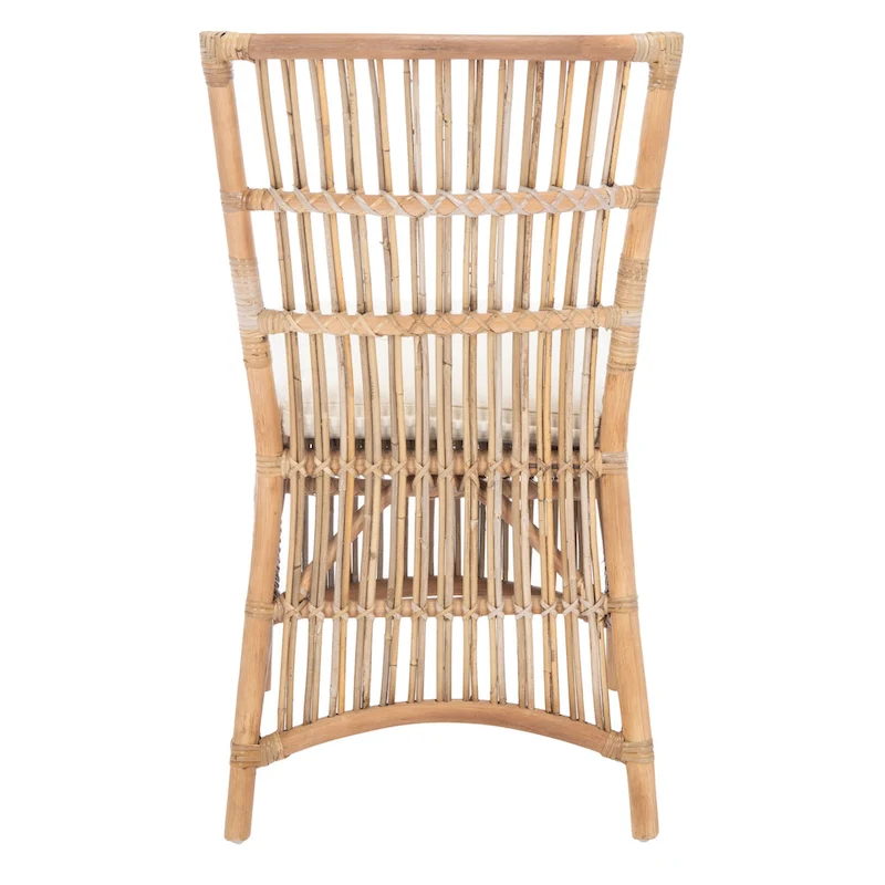 SAFAVIEH Patty Rattan Accent Chair with Cushion (Set of 2) - 19.7 W x 22.1 L x 35.4 H - 20Wx22Dx35H