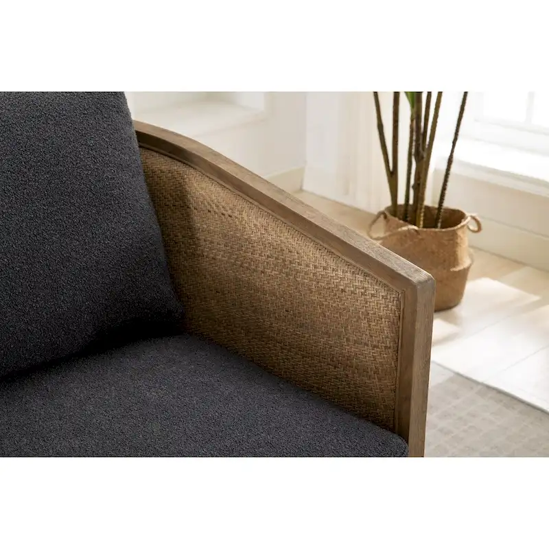 Swivel Barrel Chair, Comfy Round Accent Chair, 360 Degree Swivel Barrel Club Chair, Leisure Arm Chair with Rattan Woven Frame