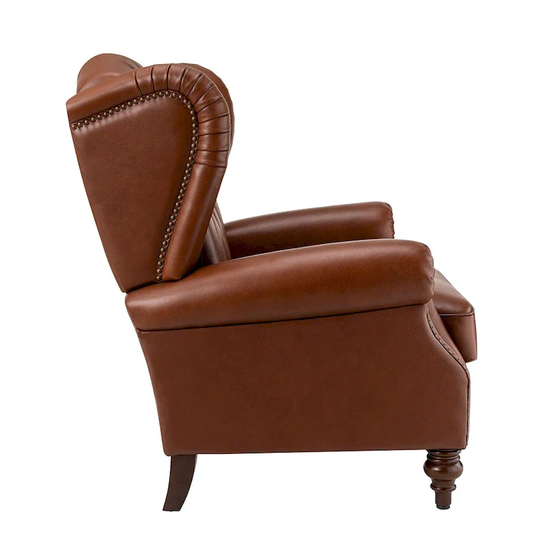 Alex Classic Leather Armchair with Nailhead Trim by HULALA HOME