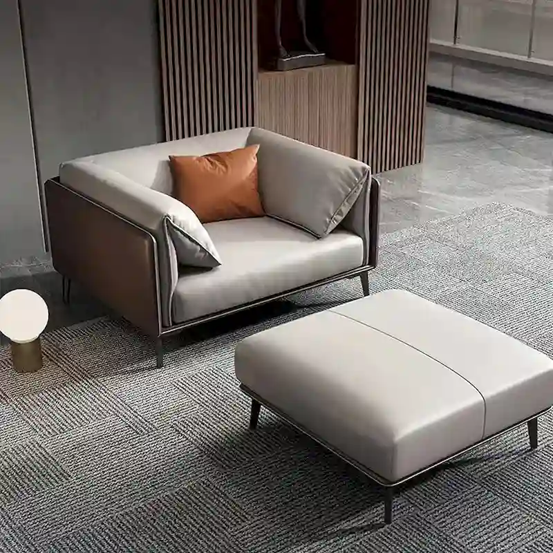 Faux Leather Pillow Top Arm Sofa with Reversible Cushions - one seat