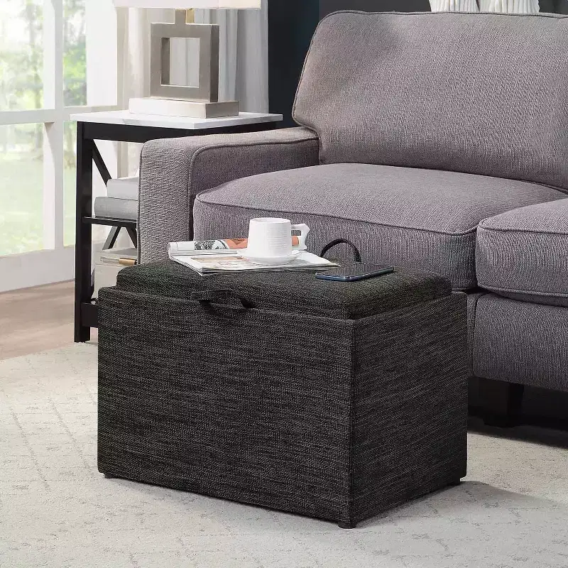 HomeStock Comfort Accent Storage Ottoman with Reversible Tray