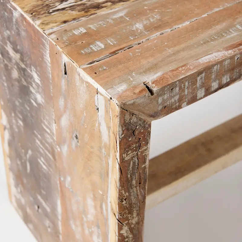 Reclaimed Wood Entryway Bench, Brown, Rustic, Boxy Frame, 47