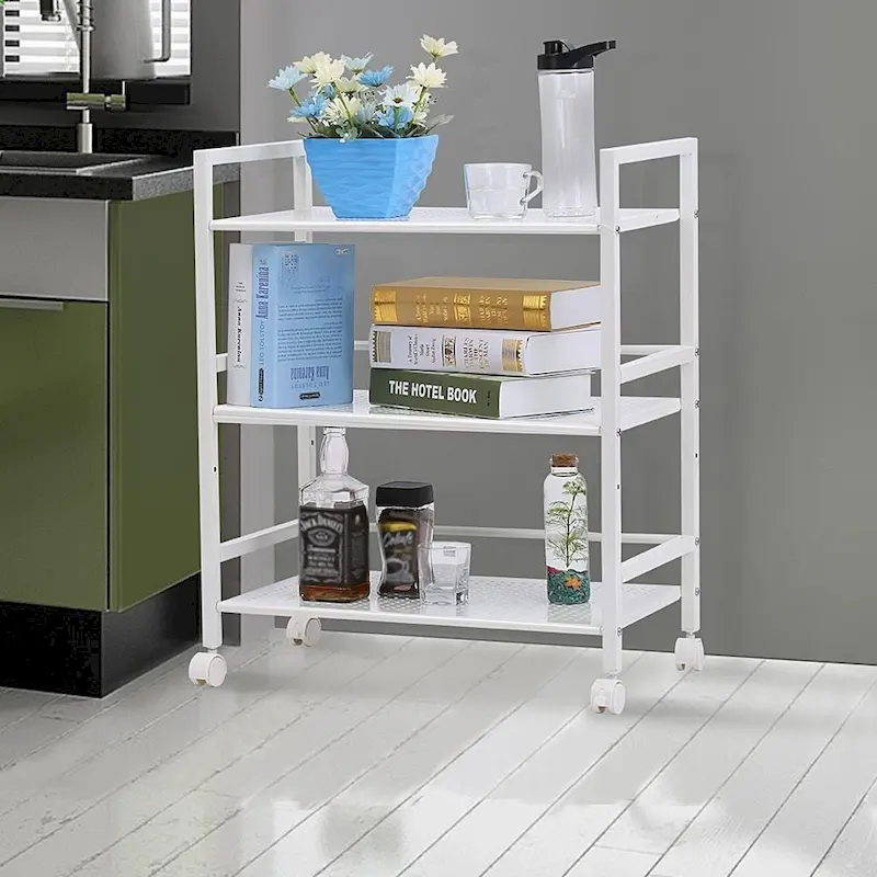 3-Tier Multi-function Rack Shelves Widen Rolling Kitchen Bathroom Storage Utility Cart