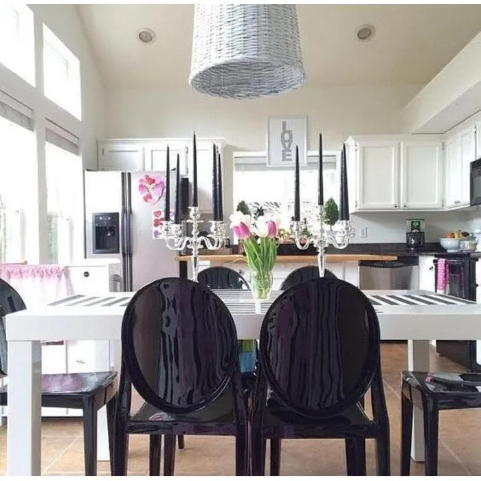 Stackable Mid Century Modern Crystal Clear Side Chairs Dining Living Room Transparent No Arms Accent Desk