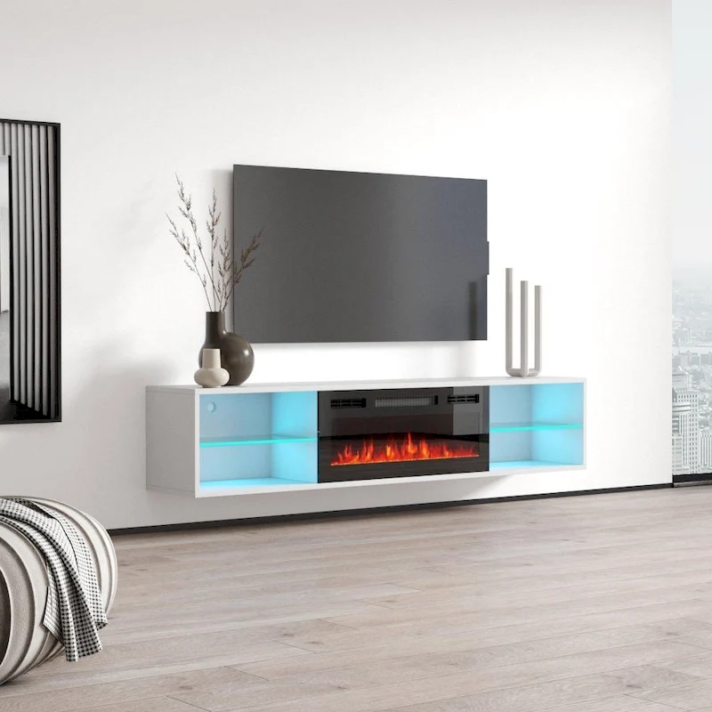 Lima EF Wall Mounted Electric Fireplace 72 TV Stand