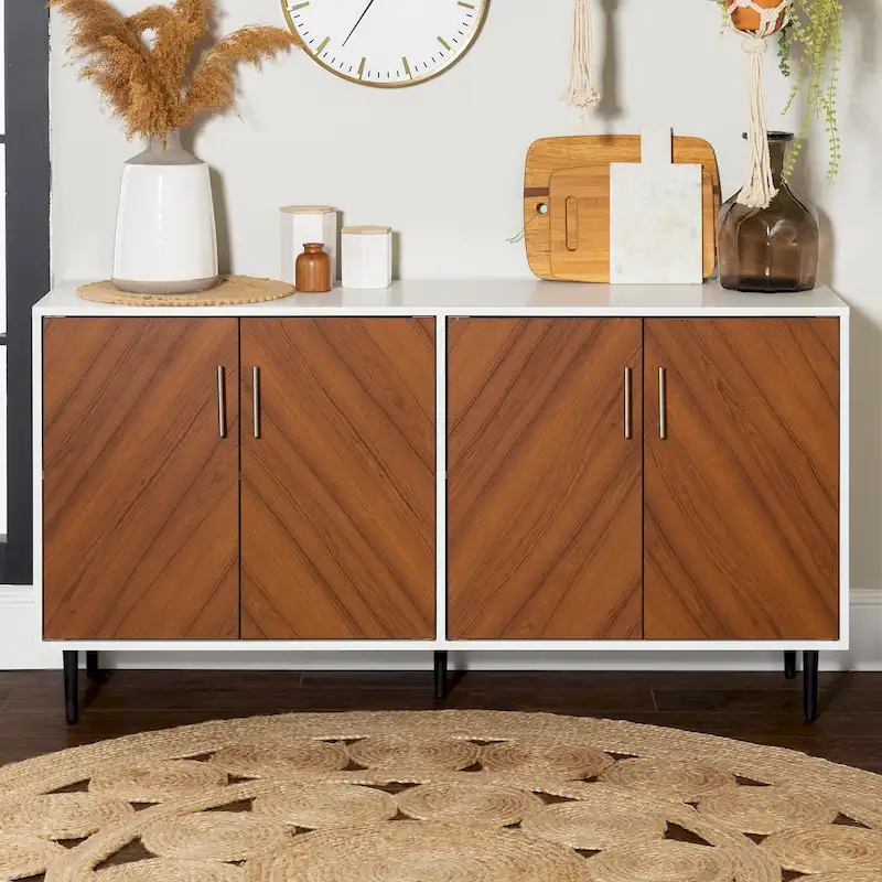 58-inch Mid-Century Modern 4-Door Buffet