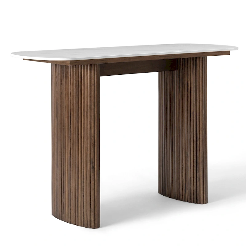Marble Console Table Entryway Table with Fluted Base