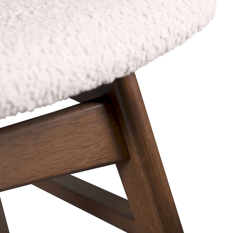 Furniture of America Beau I Mid-century 2-Pack Walnut Dining Chair Set with Boucle Seats