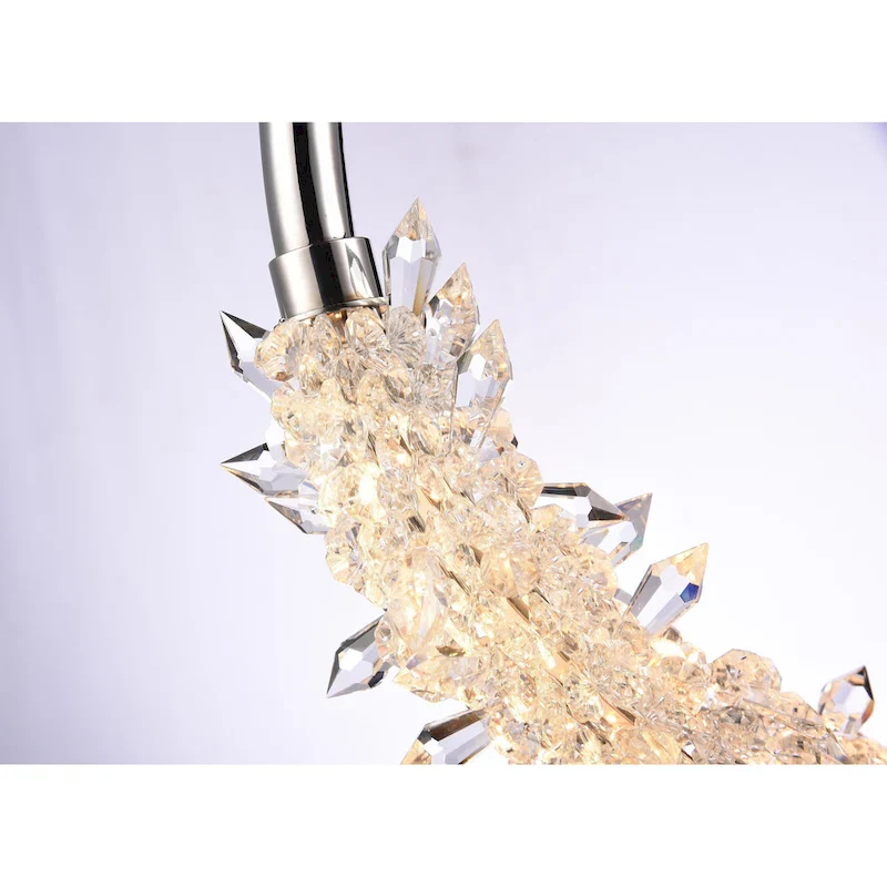 LED Chrome Hoop Pendant With Crystal Accents