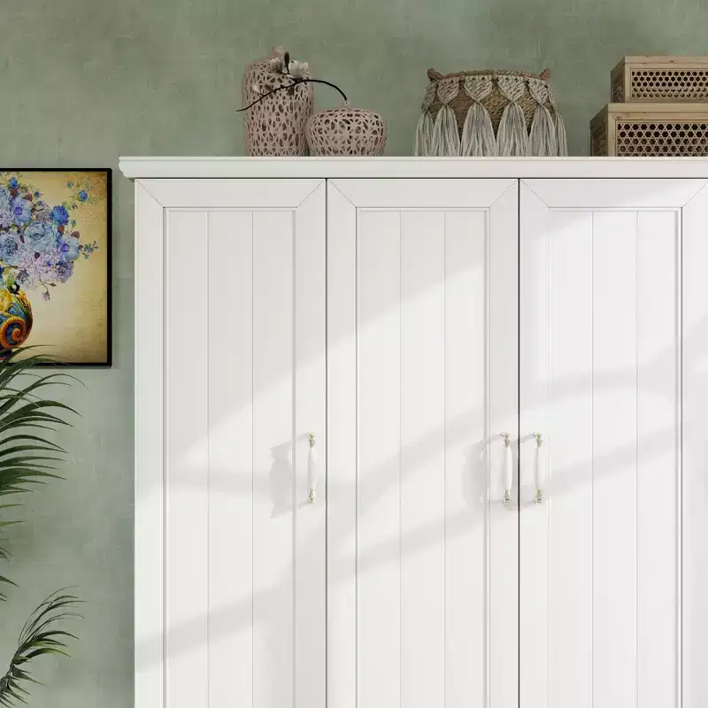 White 4-Door Wardrobe with 2 Drawers - Adult Use