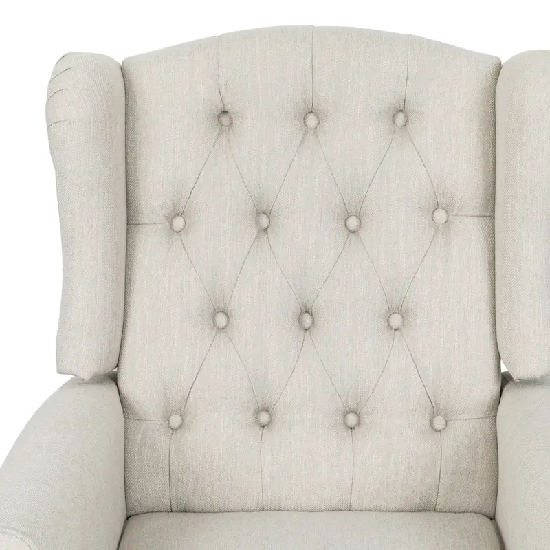 Modern Wingback Push-Back Recliner with Footrest, Button-tufted, Birch Legs