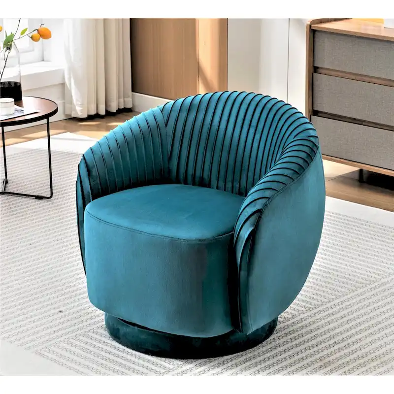 Small Milvo Velvet Swivel Barrel Chair