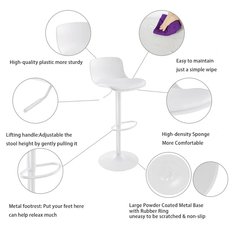 Swivel Bar Stools Set of 2, Height Adjustable Counter Stools