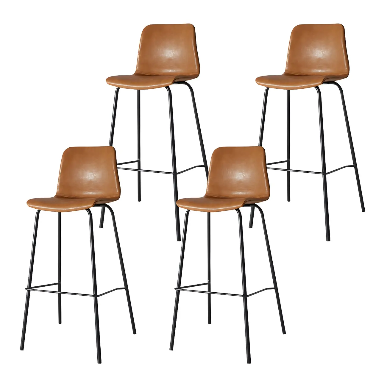 Brown Saddle Metal Frame Leather Counter Stools with Backs