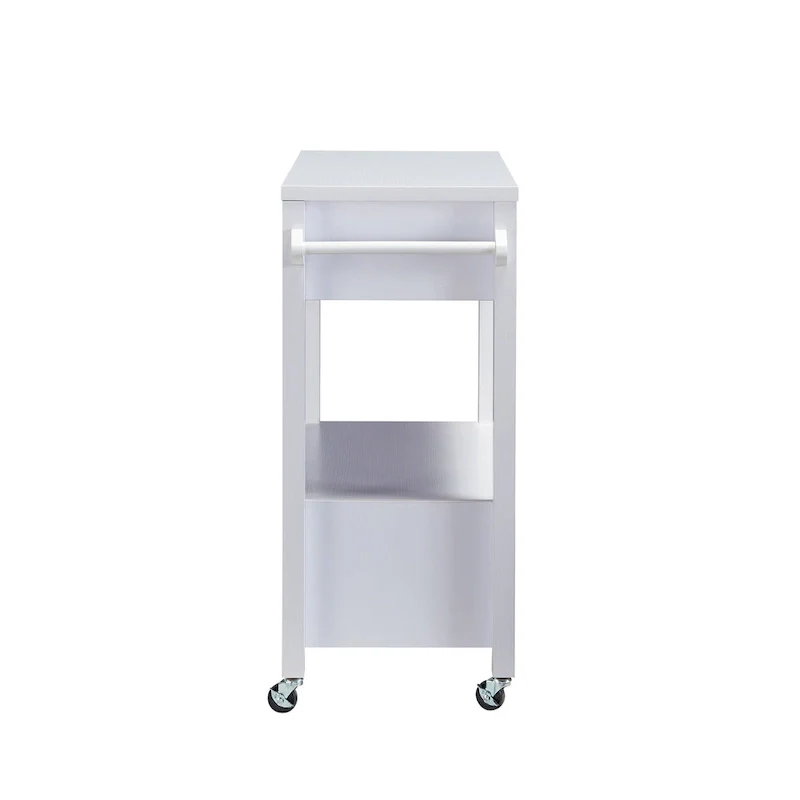 Modern 2-Drawer Caster Serving Cart with Towel Bar