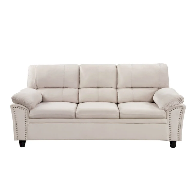 Mid-century Modern Upholstered Velvet Sofa Set with Armchair, Loveseat, 3-Seater Sofa