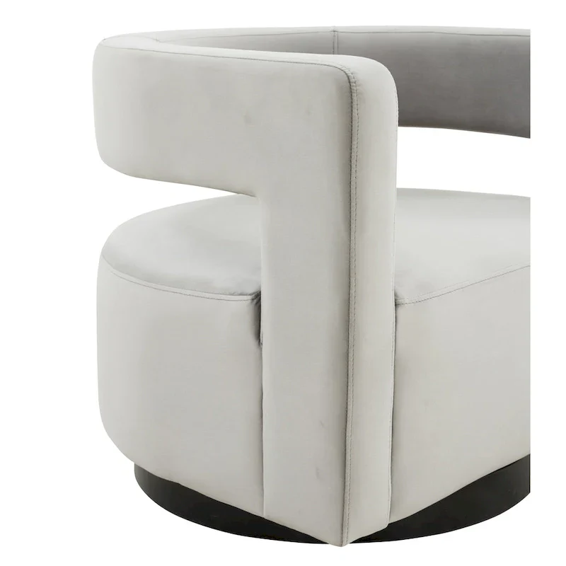 Upholstered Swivel Chair with Cut-Out Back