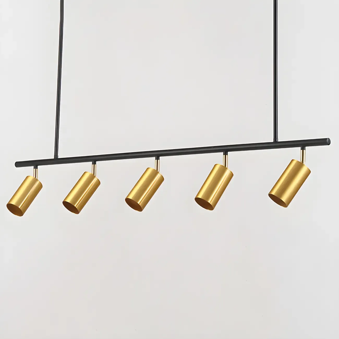 5-Light Modern Black/Gold Metal Cylinder Island Ceiling Light