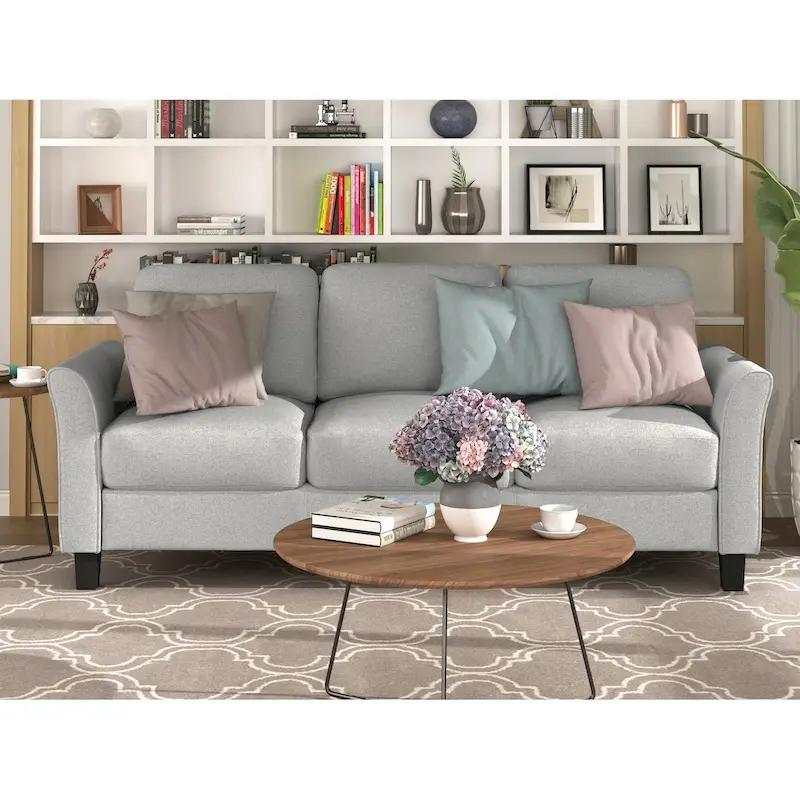 3-Seat Sofa Living Room Linen Fabric Sofa