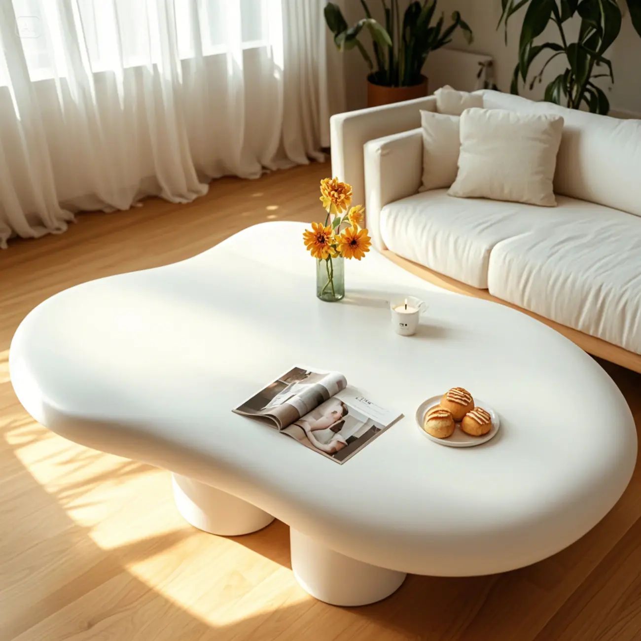 Modern Minimalist Cloud-Shaped Coffee Table for Living Room