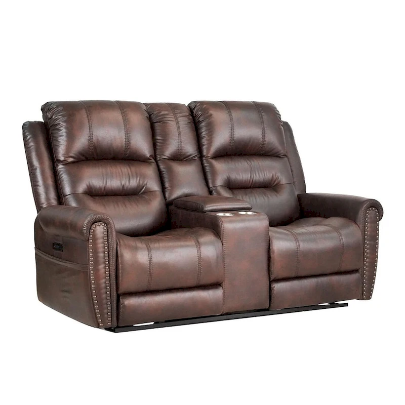 Power Sofa Loveseat Recliner Adjustable Headrest High Back Nailhead