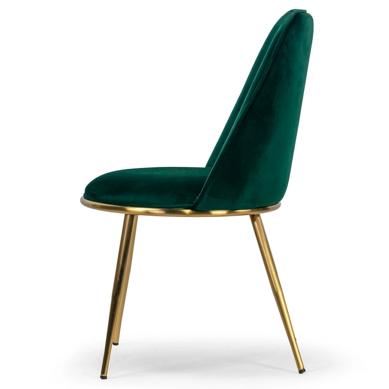 Anzu Glam Green Velvet Dining Chairs with Goldtone Legs (Set of 2)
