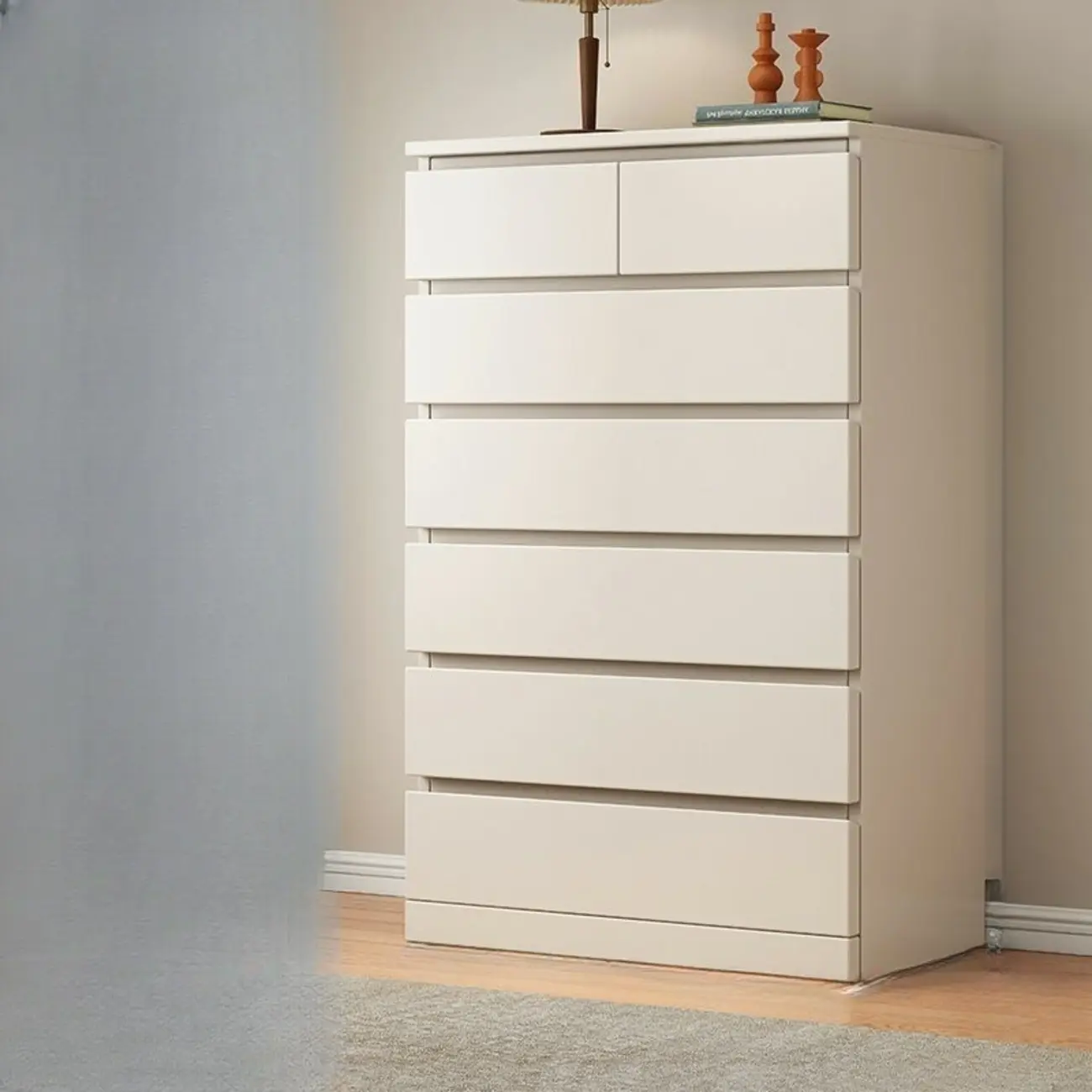 Modern Natural Wood Gloss Surface Dresser with 8-Drawers