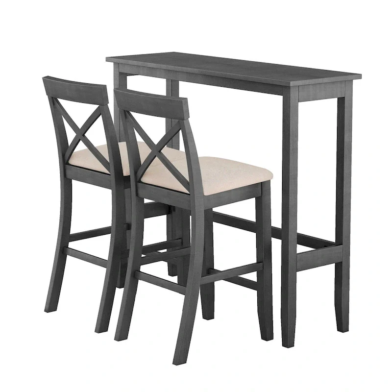 3-Piece Dining Table and Chair Set, Small Counter Height Table and Chair Set with Kitchen Breakfast Nook and 2 Chairs