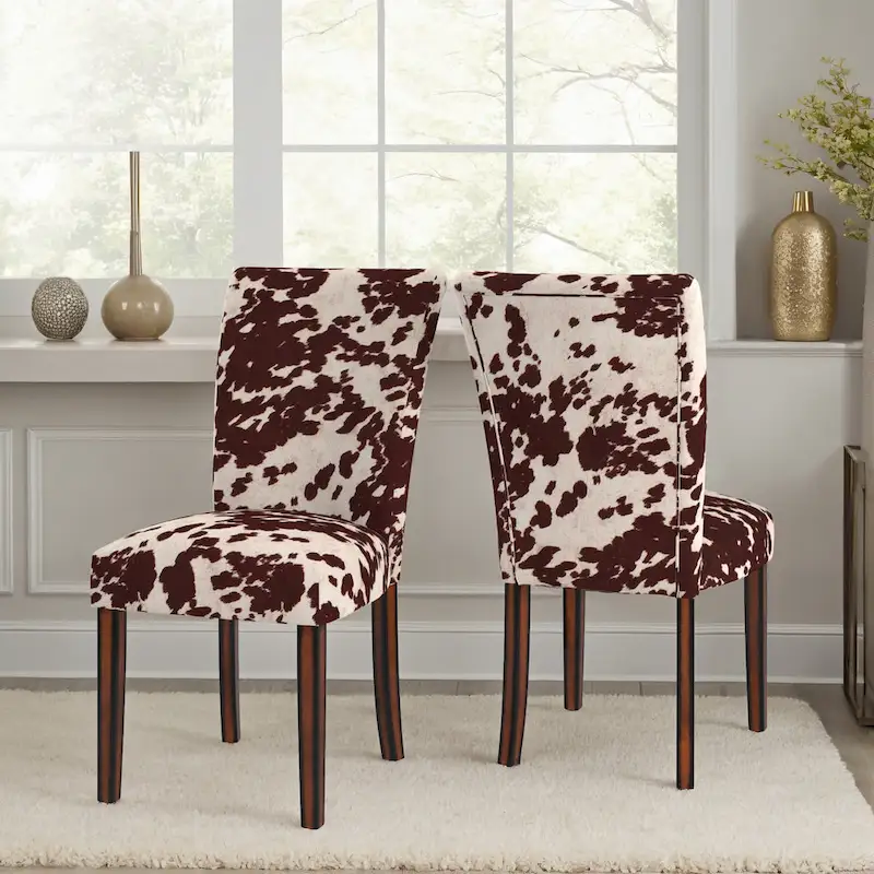 Dinant Cowhide Parsons Dining Chairs (Set of 2)