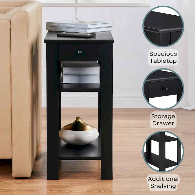 Convenience Concepts Designs2Go 1 Drawer Baja Chairside End Table with Shelves