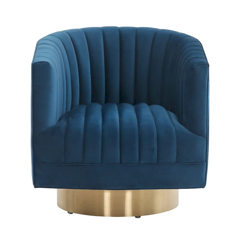 SAFAVIEH Couture Matejka Swivel Channel Tufted Barrel Chair - 28 W x 31 L x 30 H - 28Wx31Dx30H