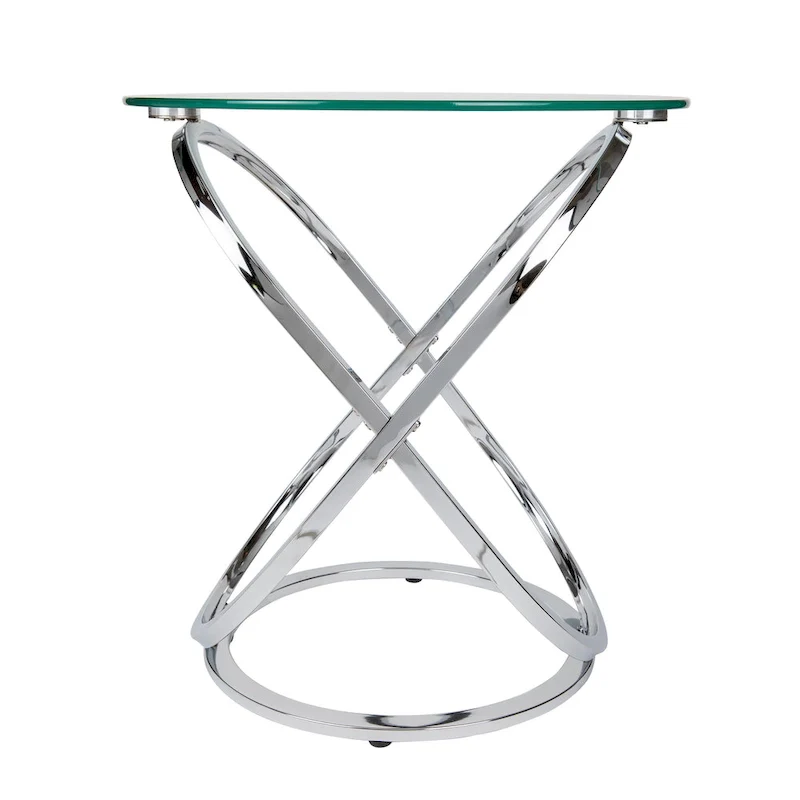 Galaxy Tempered Glass Round End Table - Modern Sculptural Design