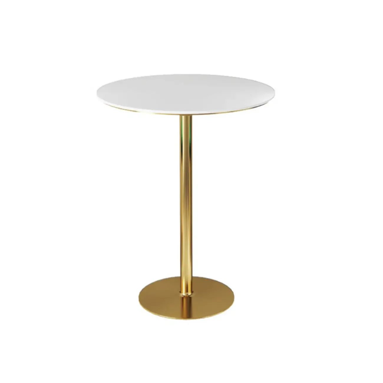 Glam White Faux Marble Golden Metal Trestle Bar Tables