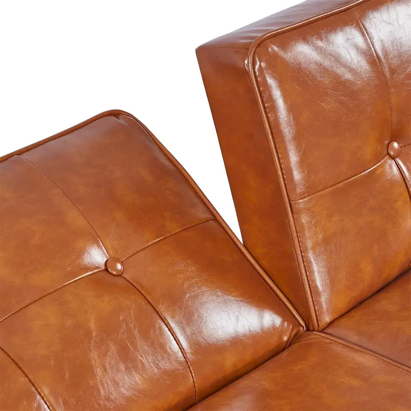 Convertible Sofa Bed Adjustable Fabric Couch Sleeper Modern Recliner Reversible Loveseat Folding Daybed Guest Bed with 2 Pillows