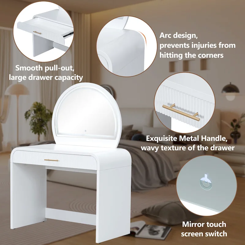 39 Makeup Vanity Table with Mirror Touch Screen Lighted Mirror